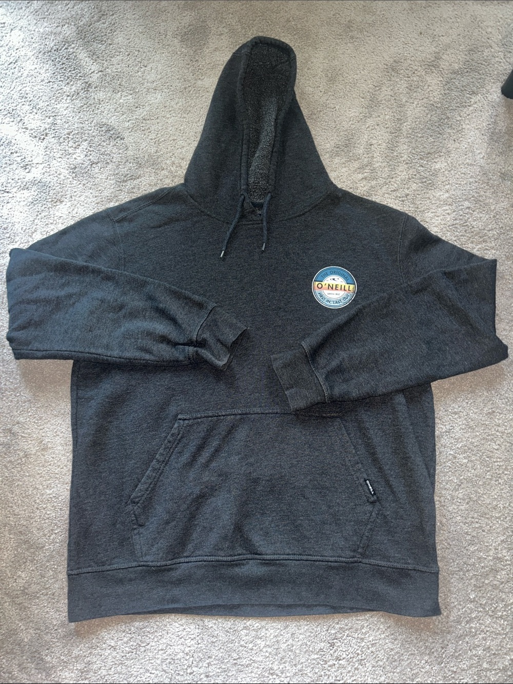 O'Neill Men's Dark Charcoal Pullover Hoodie with Chest Patch